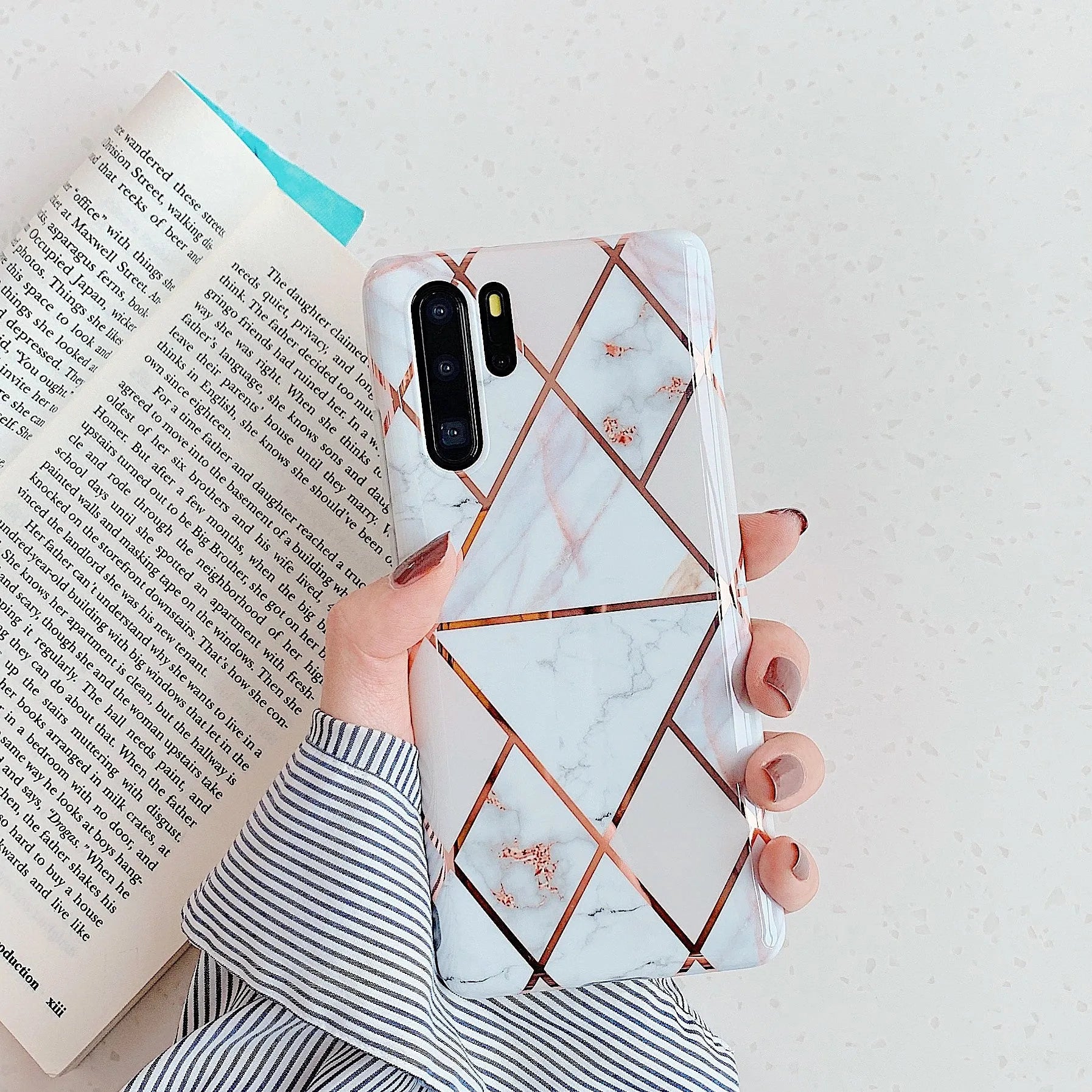 Electroplated marble design TPU phone case for Huawei and Samsung smartphones in multiple colours