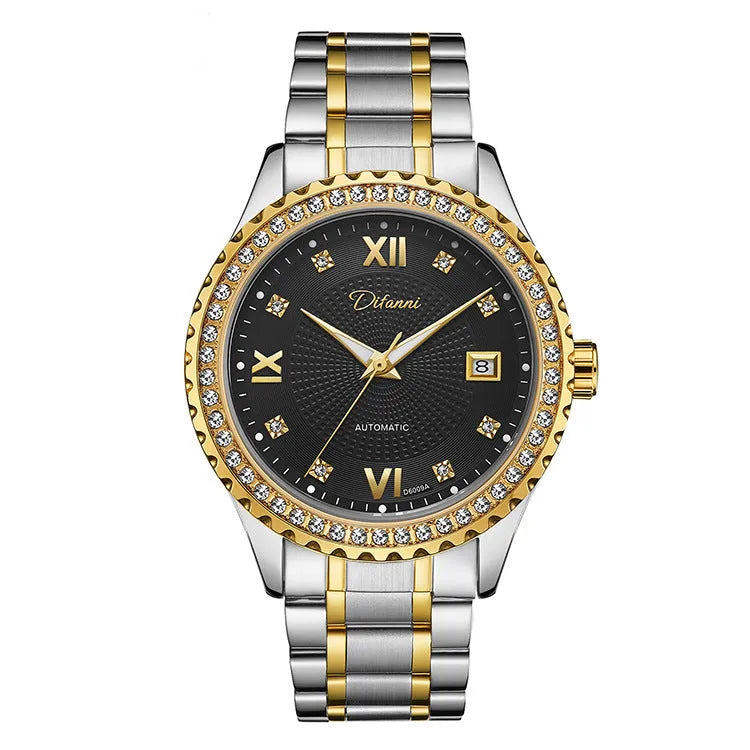 Fashionmonger men's automatic mechanical watch with luminous dial on wrist