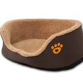 Soft warm wool round dog bed in brown for small and medium dogs