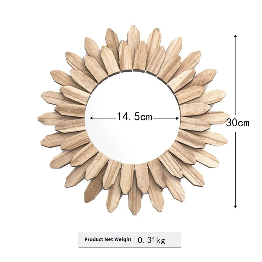 European-style solid wood hanging mirror with baked colour finish in three diameter sizes