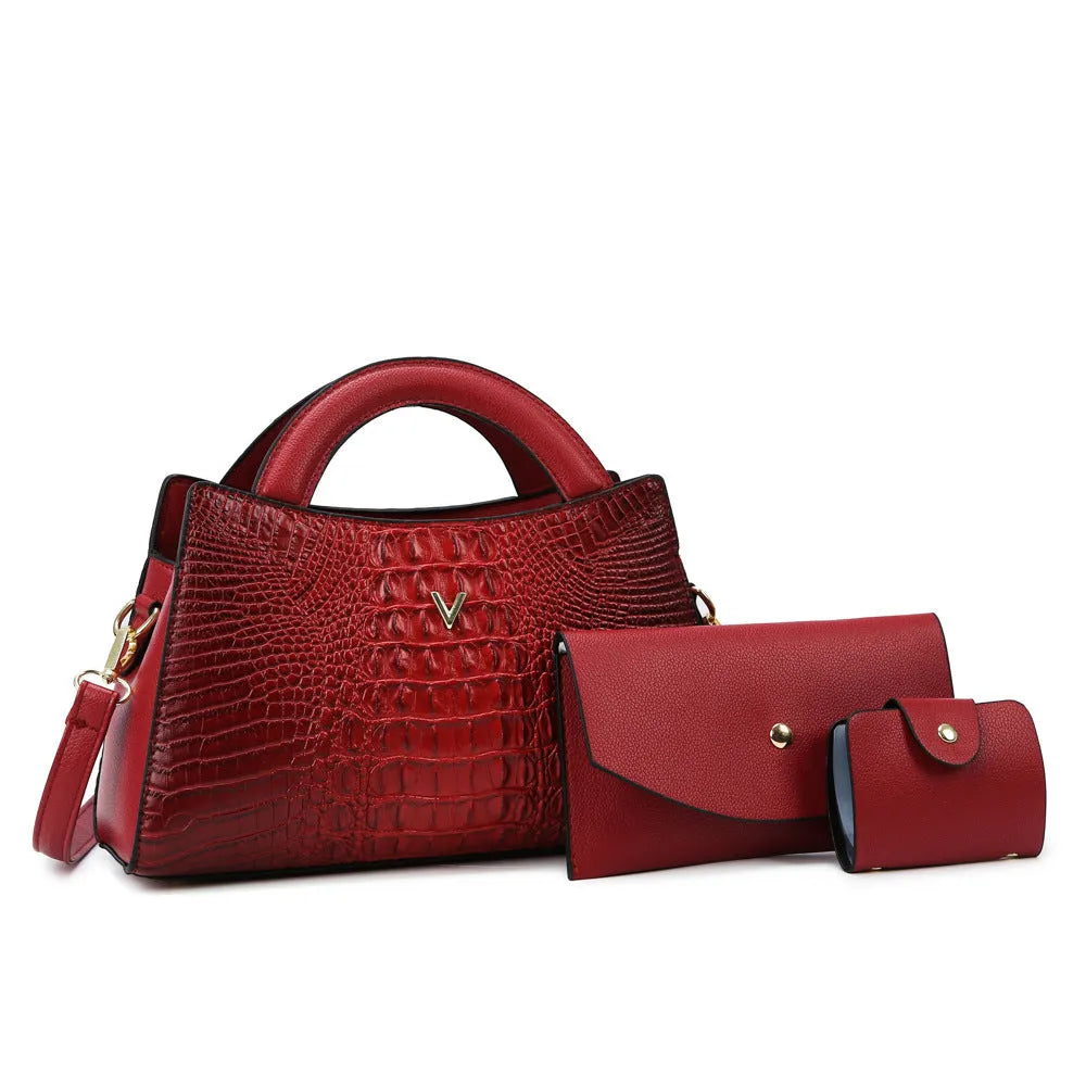 Women's square vertical crossbody handbag in crocodile-pattern PU leather with single shoulder strap