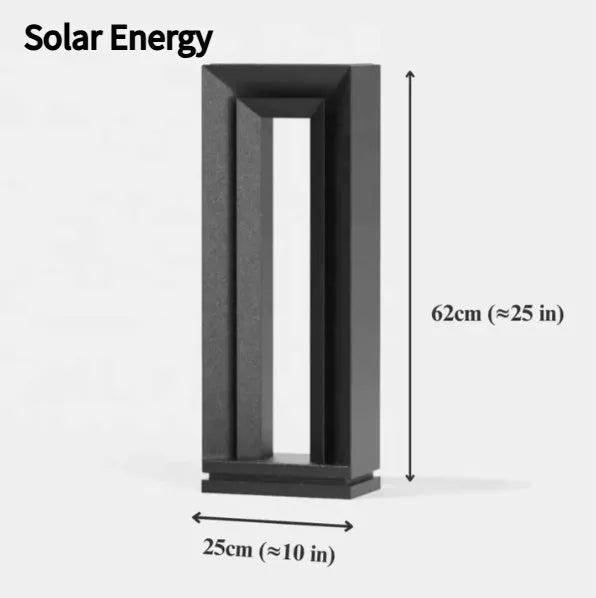 A modern geometric stainless steel acrylic outdoor garden lamp, 62cm tall, for solar or powered use.
