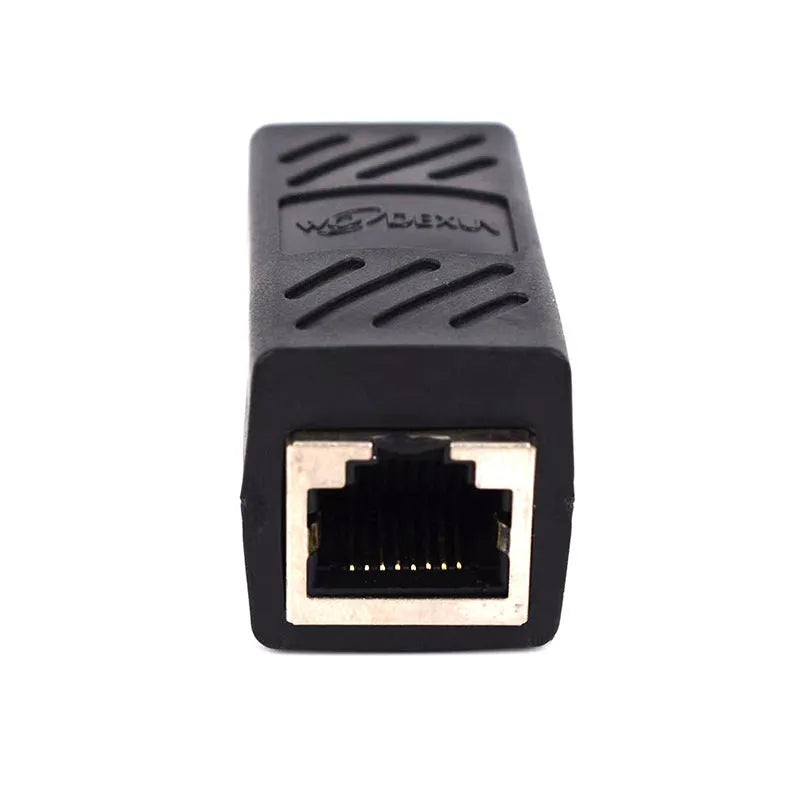 Black RJ45 network cable butt joint extender adapter for Ethernet cable extension