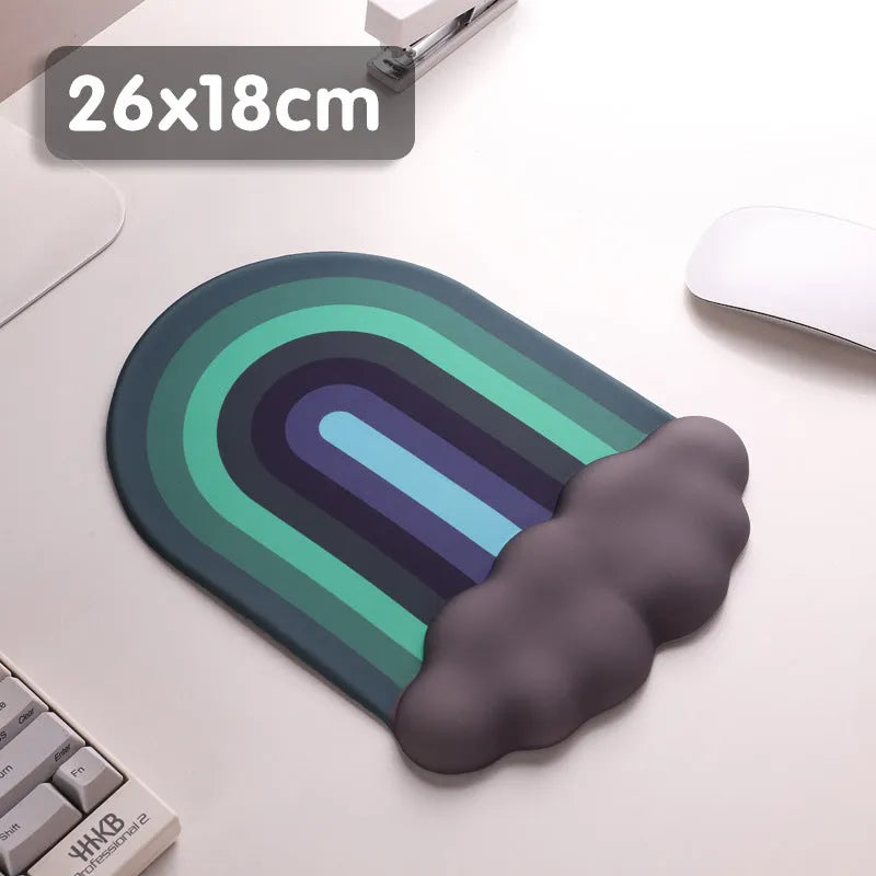 Silicone wrister mouse pad and keyboard support set with cloud pattern in choice of four colours