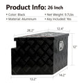 26-inch black aluminium alloy toolbox with heavy-duty T-casting construction and reinforced corners