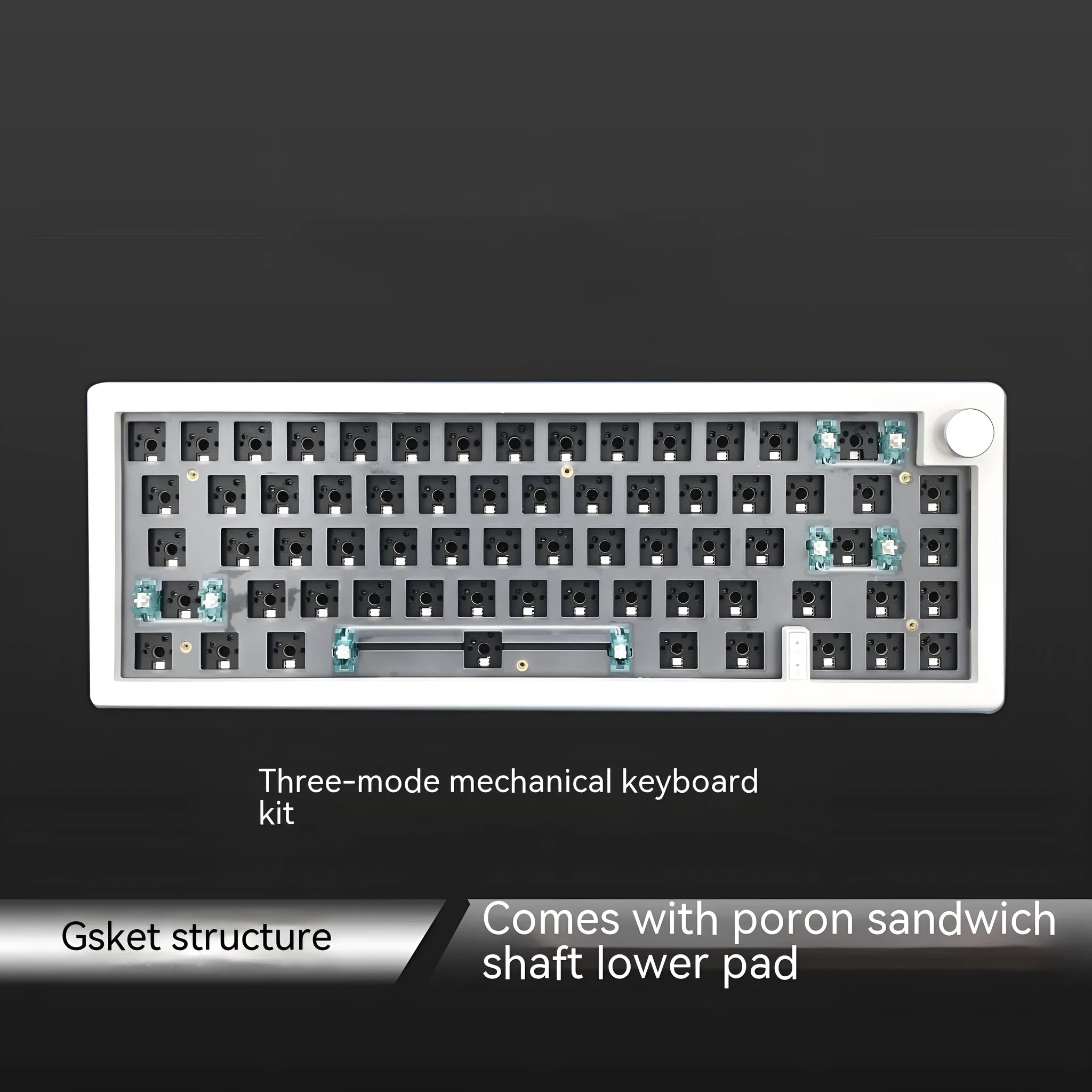 DIY hot swap RGB backlit mechanical keyboard kit in multiple colours with USB cable