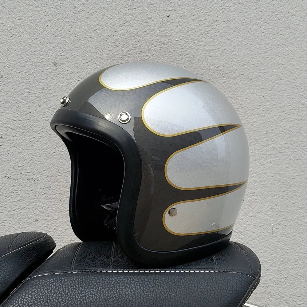 FRP retro half helmet for electric motorcycle commuting available in multiple colours and sizes