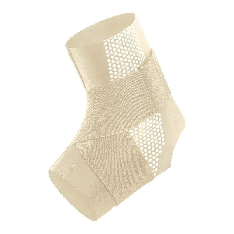 Black ankle support brace with Lycra fabric construction for sports protection
