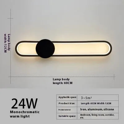 Modern minimalist wall lamp with iron shade and LED light in black or gold frame finish