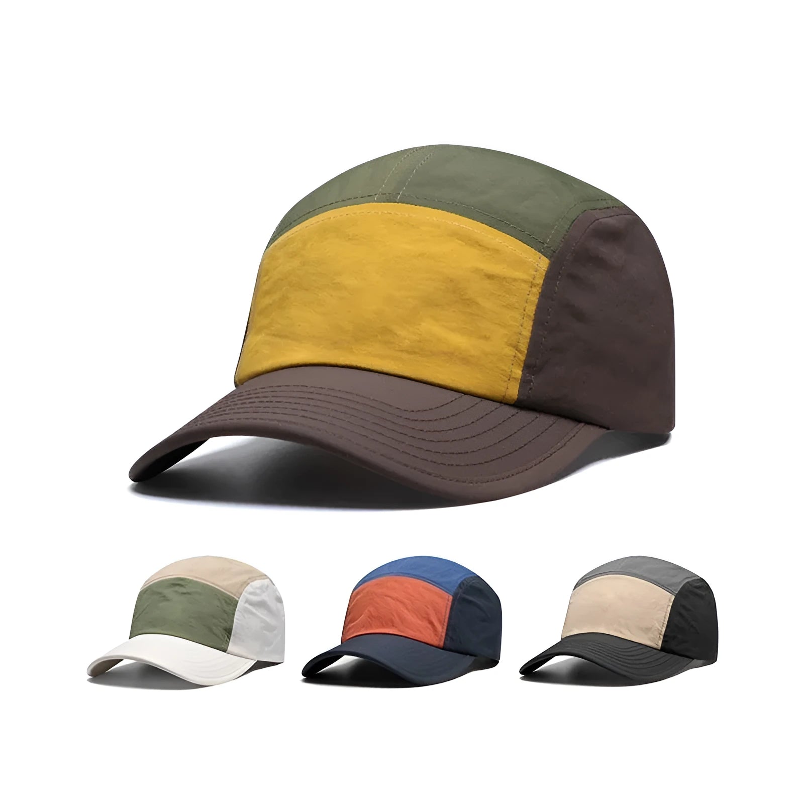 Men's curved brim baseball cap in cotton polyester fabric, khaki colour option