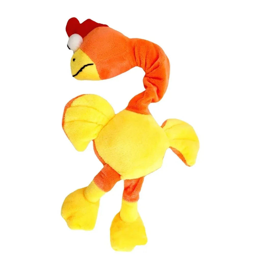 Screaming chicken squeaky dog toy in black, green or orange colours for bite-resistant chewing