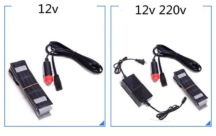 Portable 6L dual-voltage mini fridge with strap, black plastic and metal body