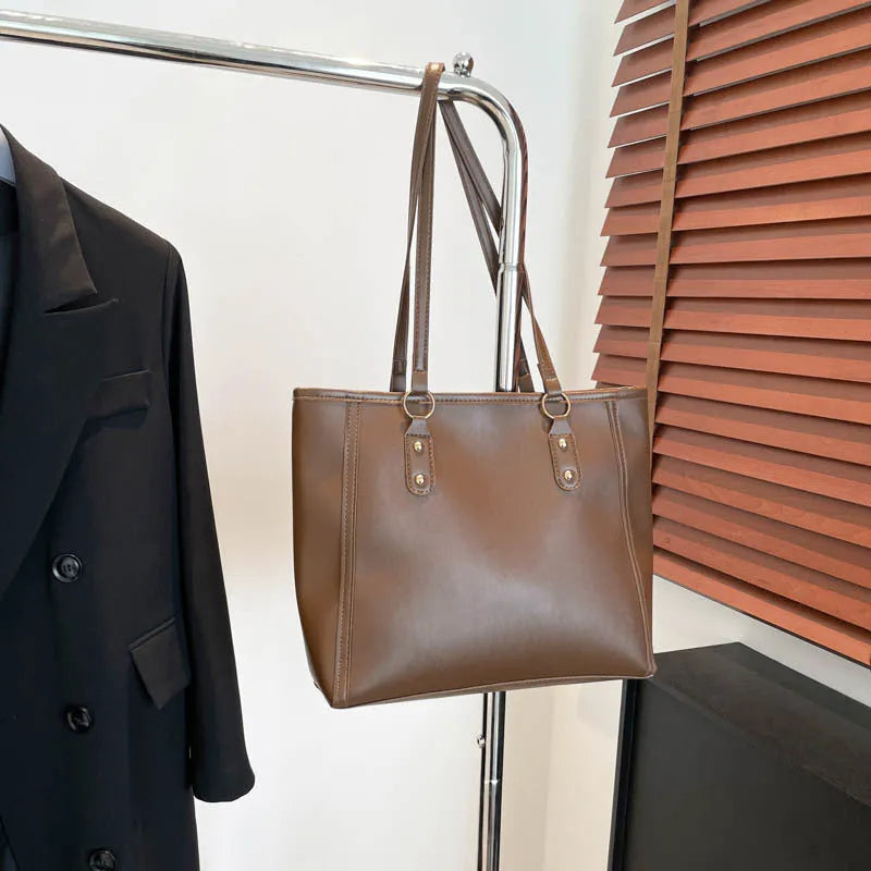 Korean style square shoulder bag in PU leather with crossbody strap and sandwich pockets