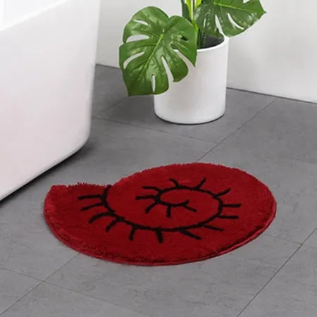 Cartoon bathroom mat with plants and flowers pattern in Grey cute cat colour variant