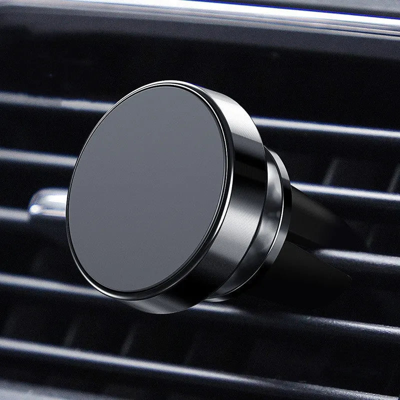 Magnetic car phone holder in aluminium alloy with CD-texture finish showing black, gold and silver colour options