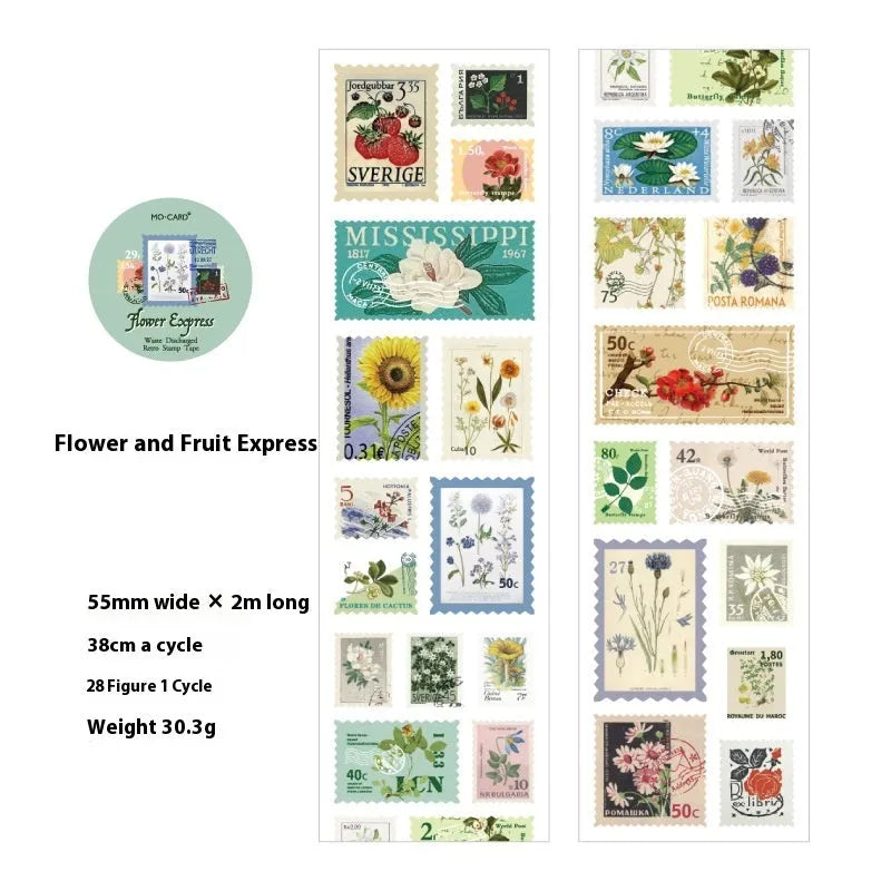 Roll of coated paper journal decoration stickers showing butterfly, forest, bird, and mushroom designs