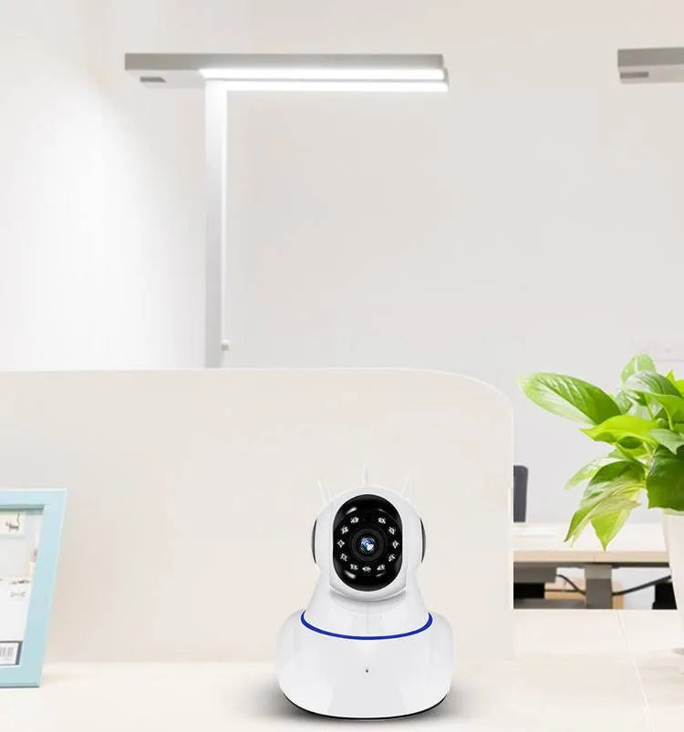 White dome-style wireless security camera with a 3.6mm lens for indoor and outdoor HD surveillance.