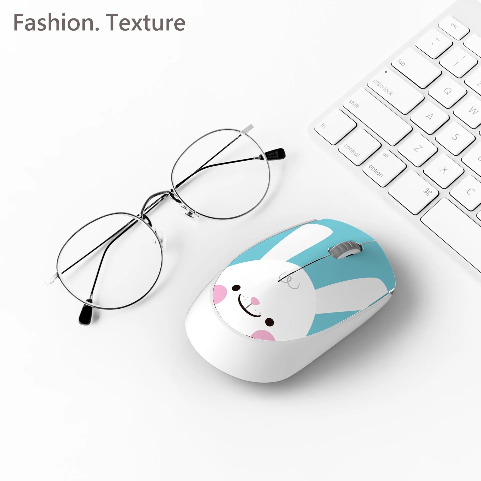 Cartoon wireless mini mouse for laptop in blue rabbit colour with USB receiver