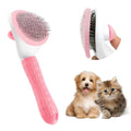 Cat grooming brush with release button in blue, grey or pink for removing loose fur and tangles