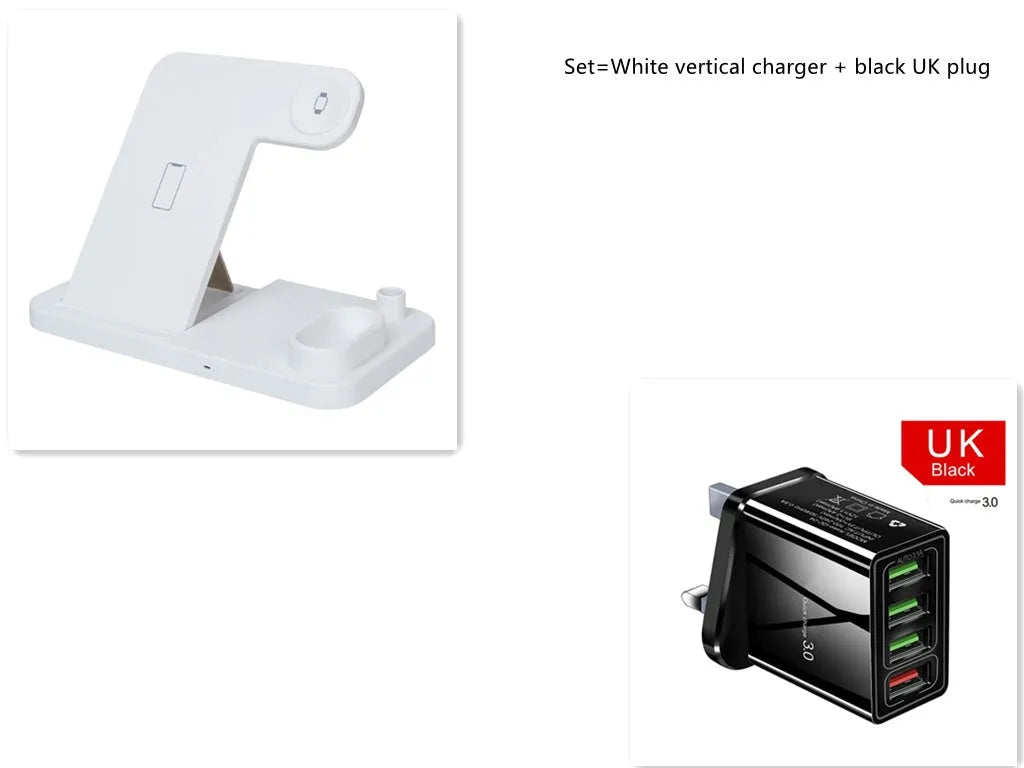 4-in-1 wireless charging station with adjustable magnetic phone stand, charging Apple Watch, AirPods and Apple Pencil simultaneously