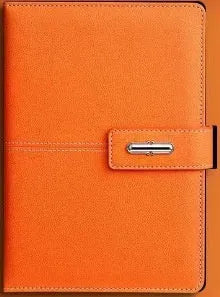 Custom A5 notebook with imitation leather cover in Business Black showing wood-free paper interior pages