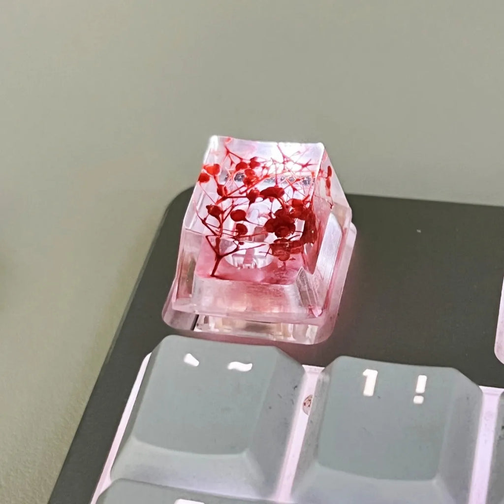 High transparency starry sky resin keycap for mechanical keyboards in green colour