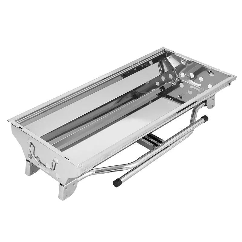 Stainless steel portable barbecue oven with charcoal grill and cooking accessories