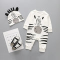 Neutral white baby onesie made from 95% cotton with long sleeves and detachable hood