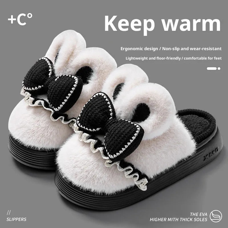 Indoor non-slip warm couples cotton slippers with suede upper in brown, khaki, black and white