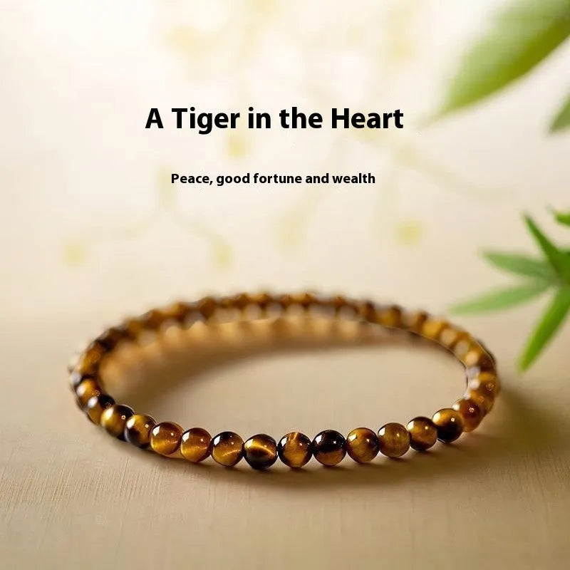 New Chinese style tigereye stone bracelet with round geometric beads on wrist