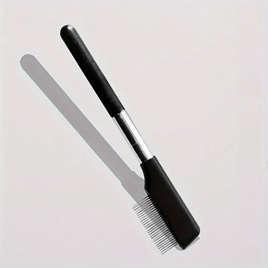 Black pet grooming brush with soft bristles and comb for dogs and cats tear stain removal