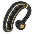 Wireless sweatproof earphones in black gold, black silver, box, and white gold colour options.