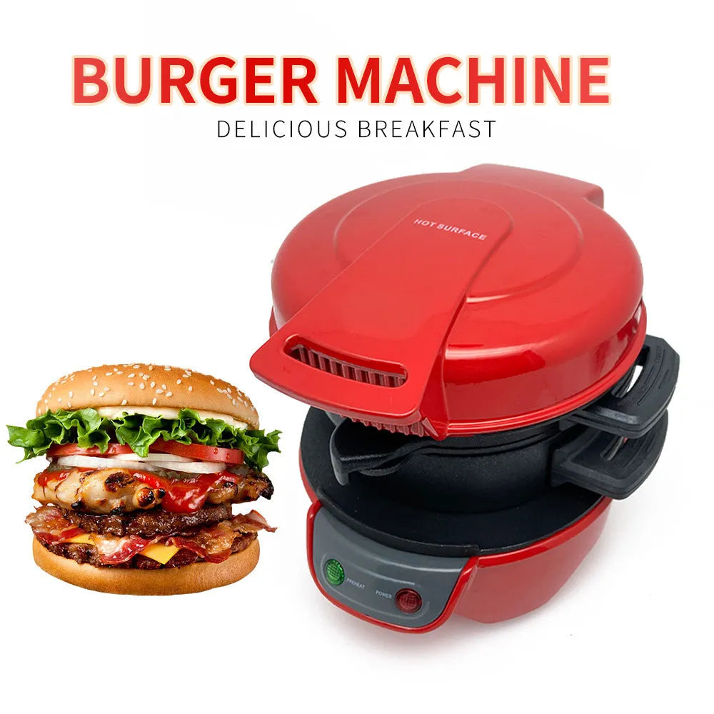 750W multi-function breakfast machine with sandwich maker and egg cooker in red, orange, or grey
