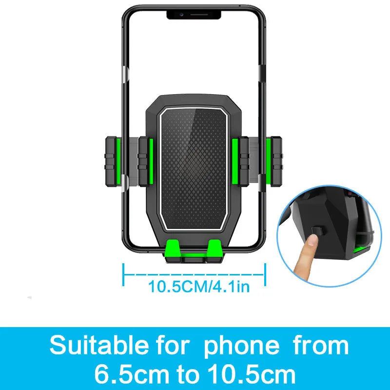 Green car drink rack and mobile phone holder with 3kg capacity for vehicle cup holders
