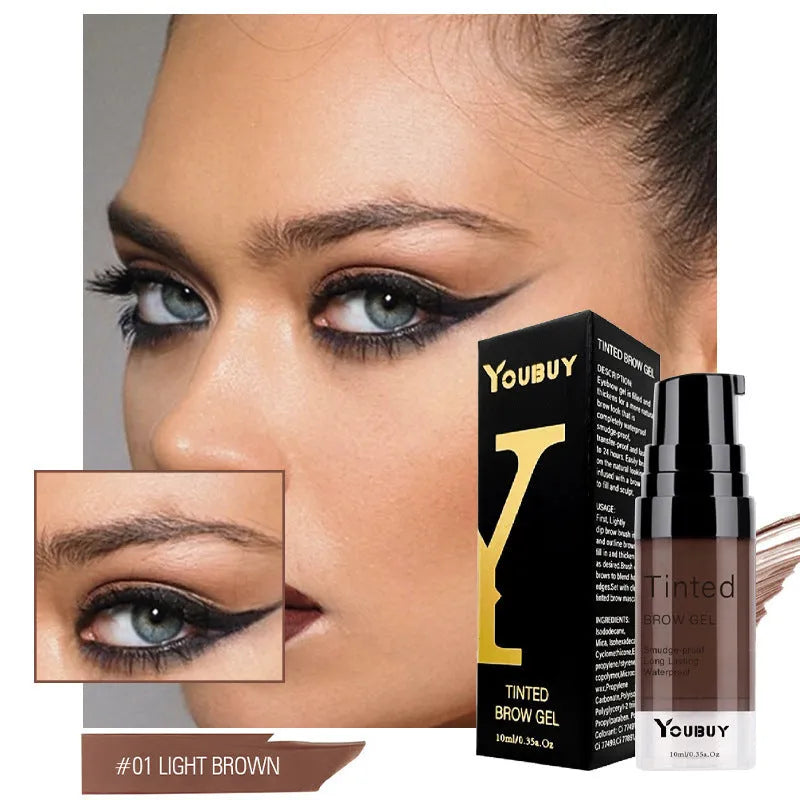 Brow cream eyebrow kit with waterproof quick-drying formula in dark grey and golden yellow shades