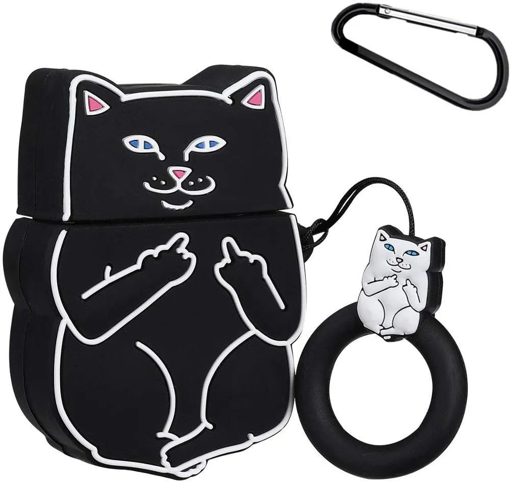 Silicone flip-top protective case for AirPods 1 and 2 with cartoon animal design options.