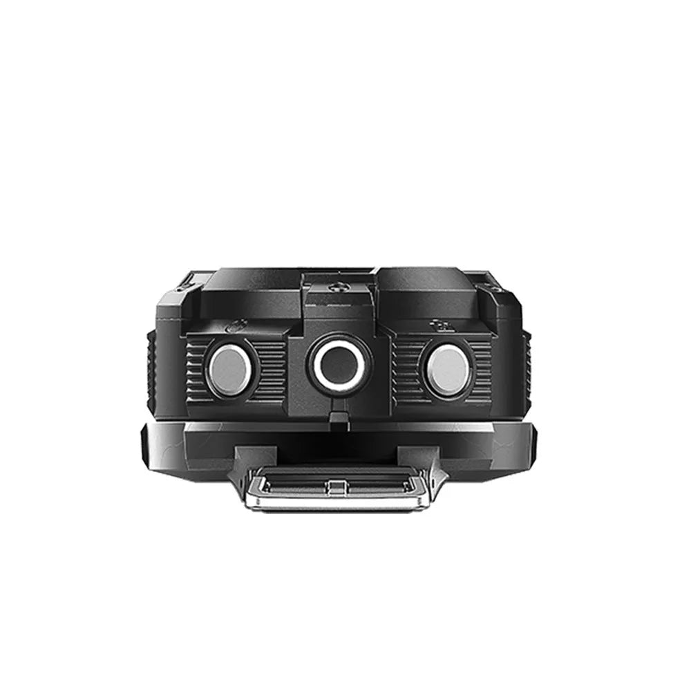 Black waterproof digital sports camera with compact 290mm length shown on an outdoor background.