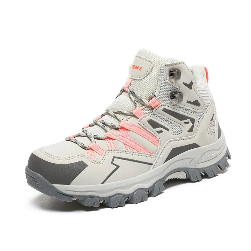 Low-top lace-up hiking sneaker with flannel upper and natural rubber sole