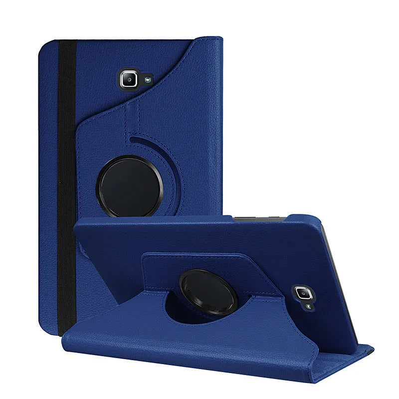 iPad 1 rotating leather protective case in clamshell design showing multiple colour options.