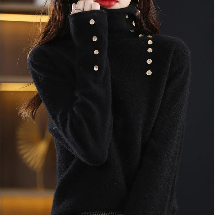 Short length slim fit knit bottoming shirt in core-spun yarn fabric showing 3D pattern details