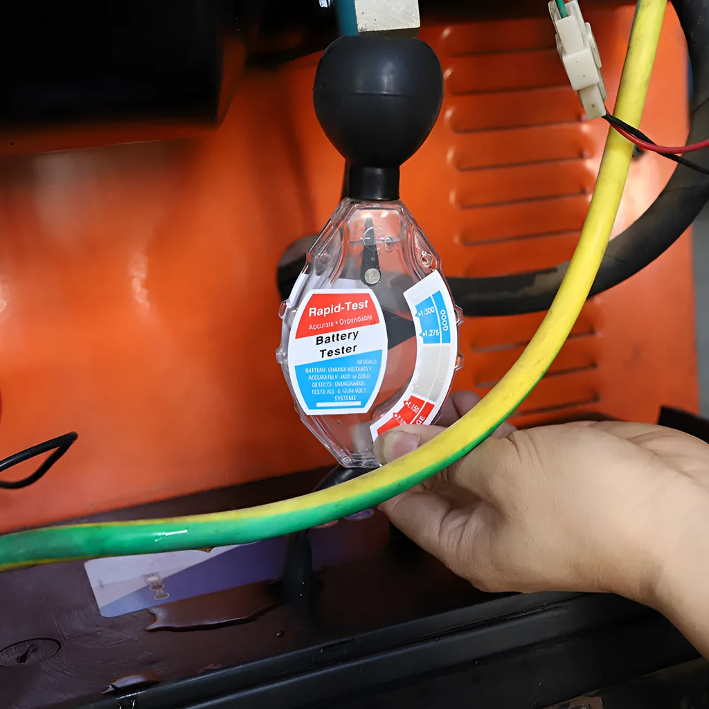 Lead acid battery hydrometer with suction mechanism for electrolyte testing
