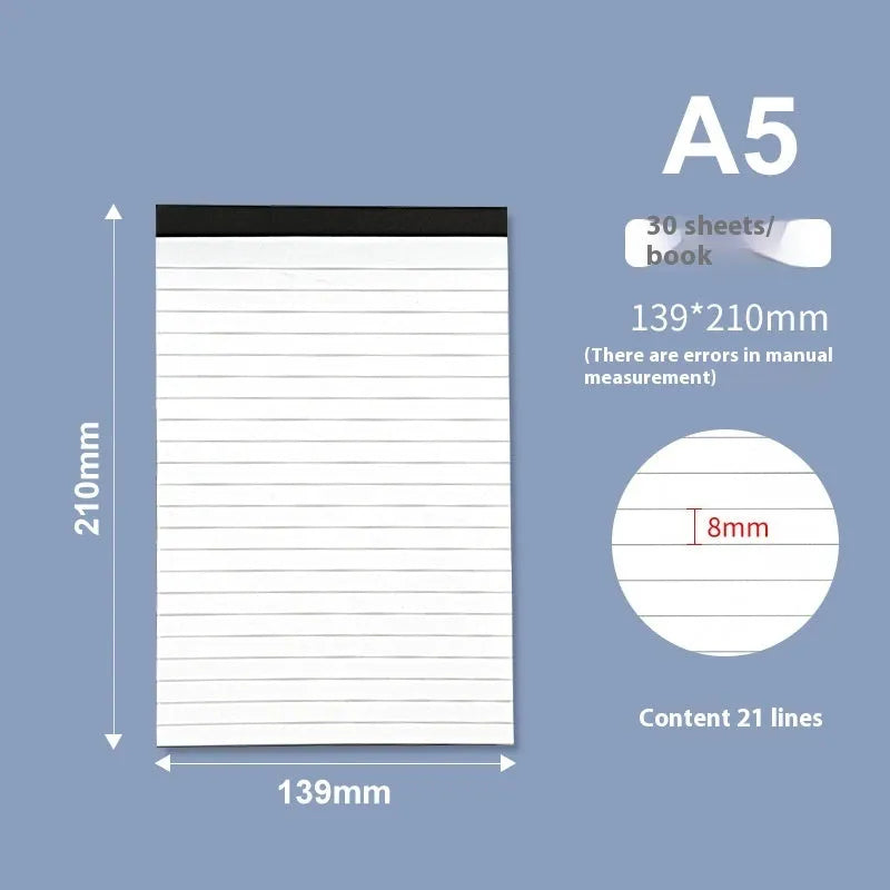 A4 tearable grid notebook with paper cover open to show ivory white pages with subtle grid pattern