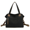 Large capacity retro canvas bag for women, soft horizontal square shape, available in four colours: gray, black, brown, khaki