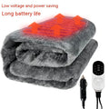 Grey 12V car electric blanket with cigarette lighter plug showing 9-speed temperature control
