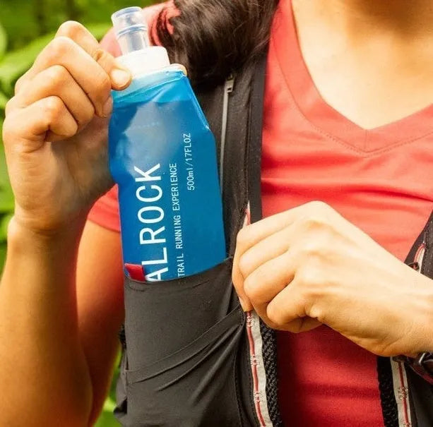 Plastic portable drinking straw for mountain biking and climbing on rough terrain.