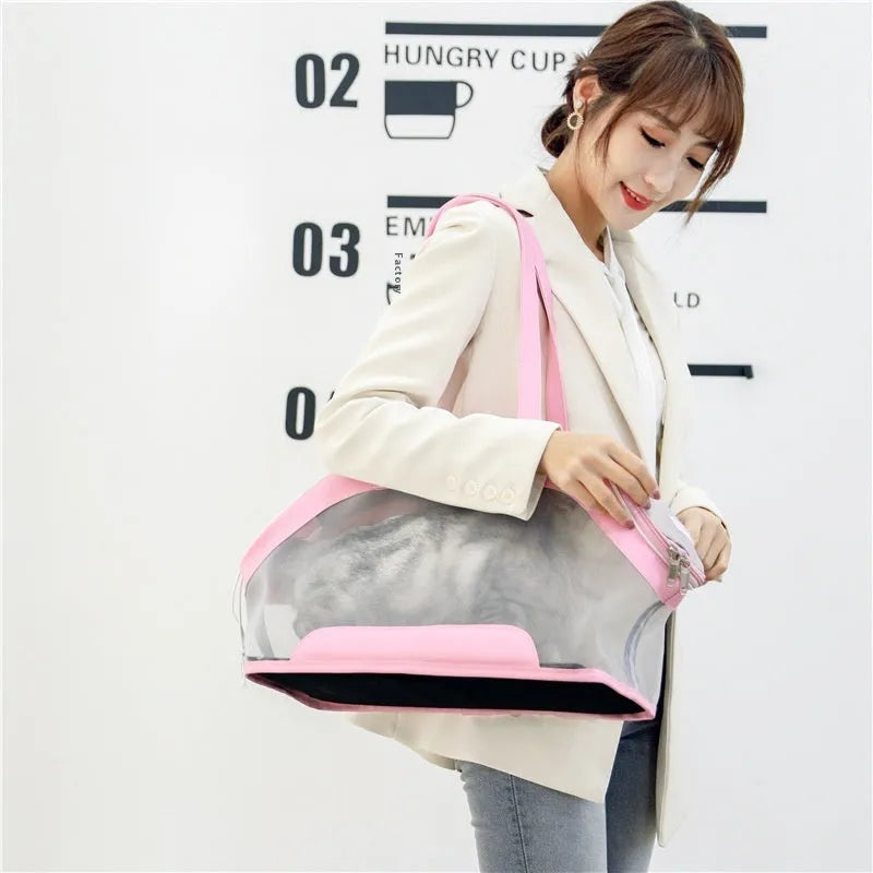 MOORPET leather cat outing bag in solid colour with 25L capacity