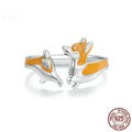 Silver electroplated corgi pet ring with adjustable band and cartoon animal design