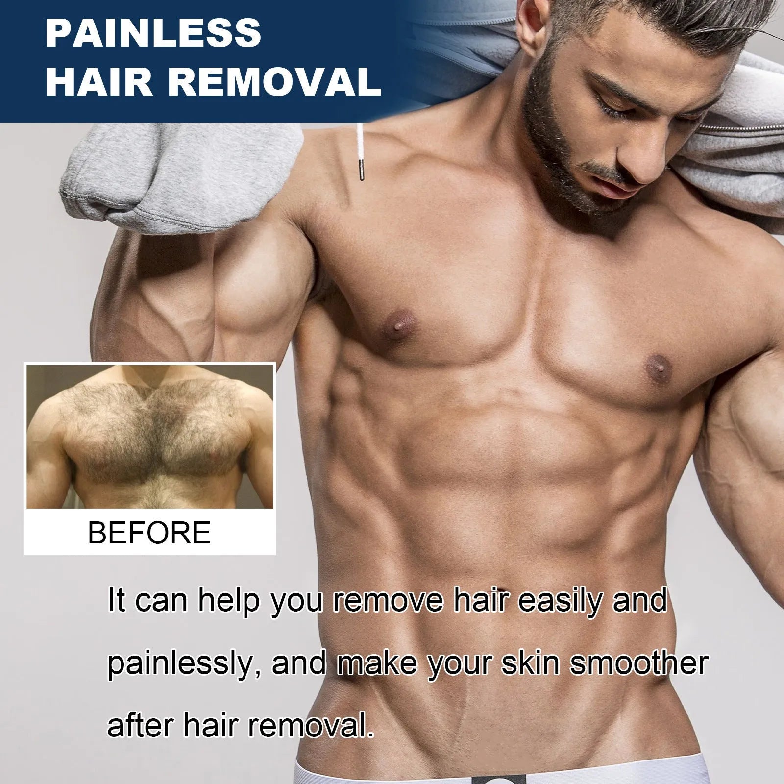 Men's hair removal cream tube 100ml for beard, armpit, hand and leg depilation