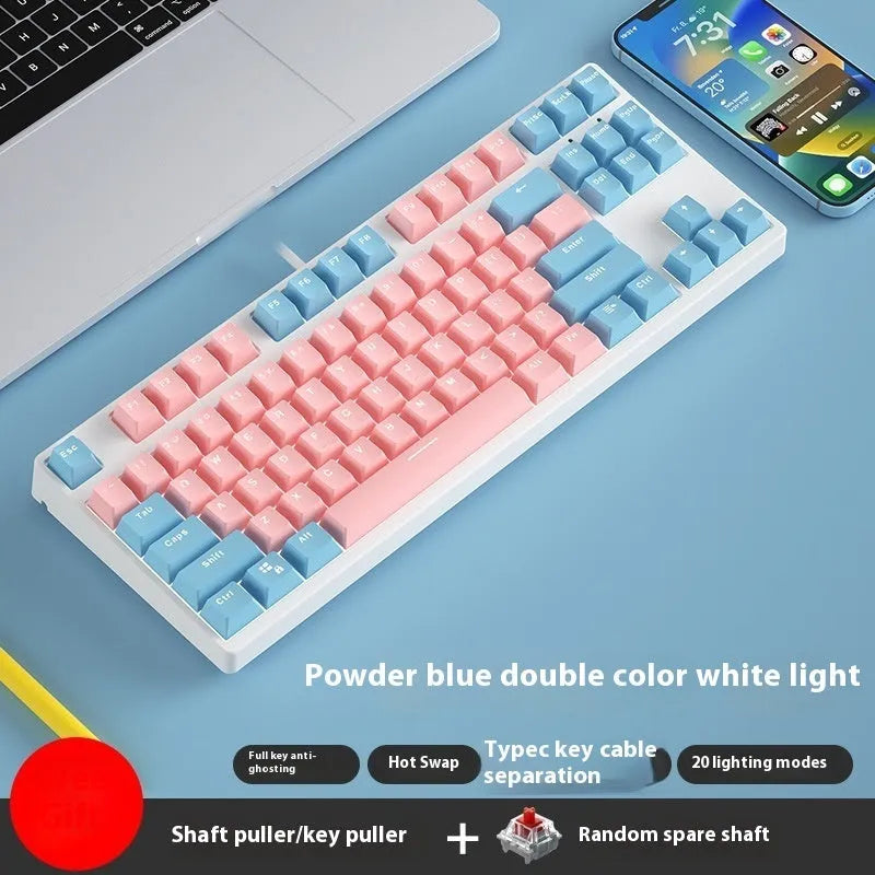 87-key mechanical gaming keyboard with colourful keycaps and metal chassis