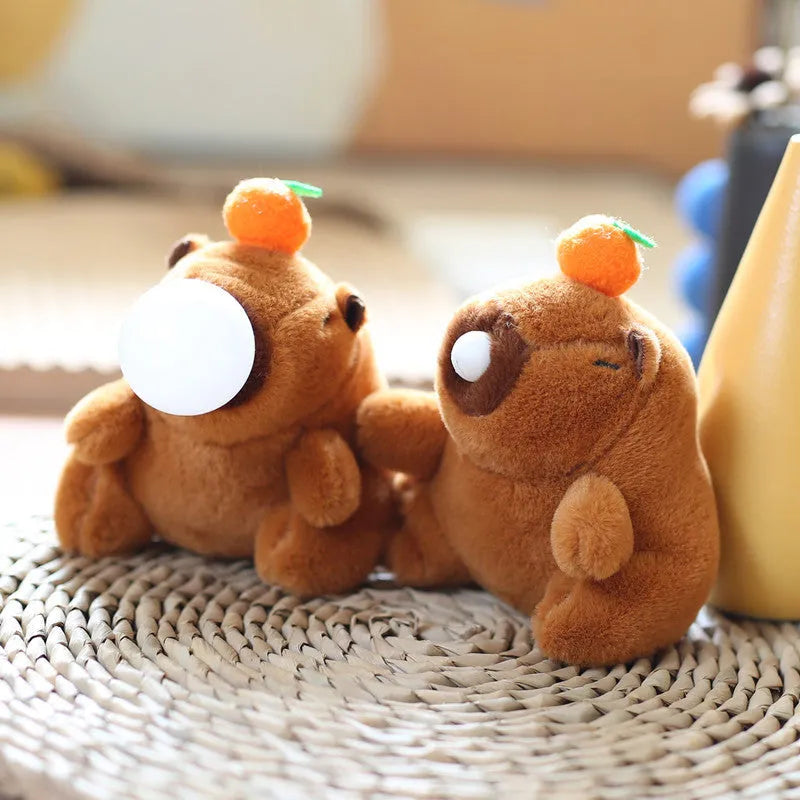 Cute Capribala stuffed toy pendant 12cm super soft short plush spit bubble colour keychain decoration
